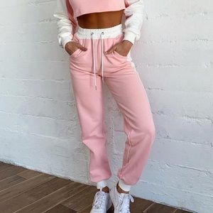 TIGER MIST PINK AND WHITE SWEATPANTS